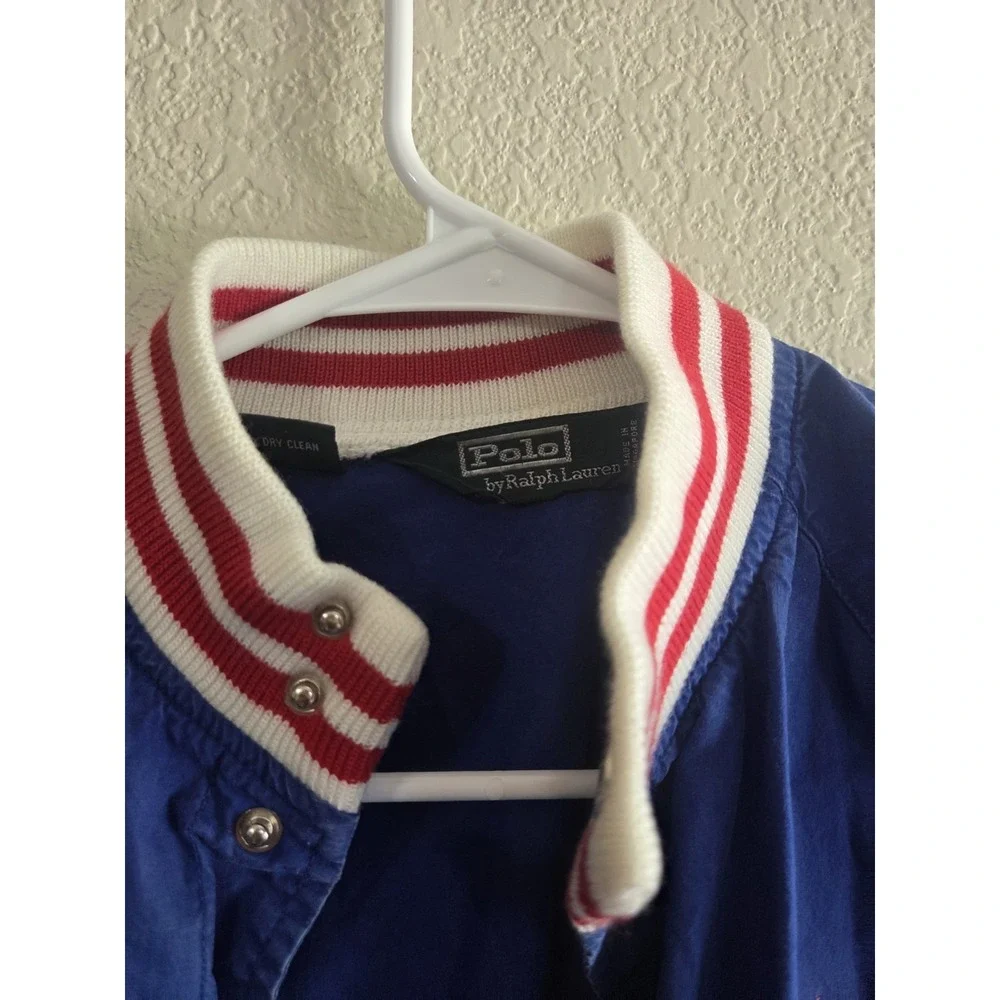 Polo Ralph Lauren Large Crest Embroidered Vintage 90s Varsity Jacket Sz M Youth